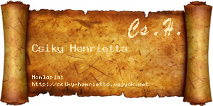 Csiky Henrietta névjegykártya